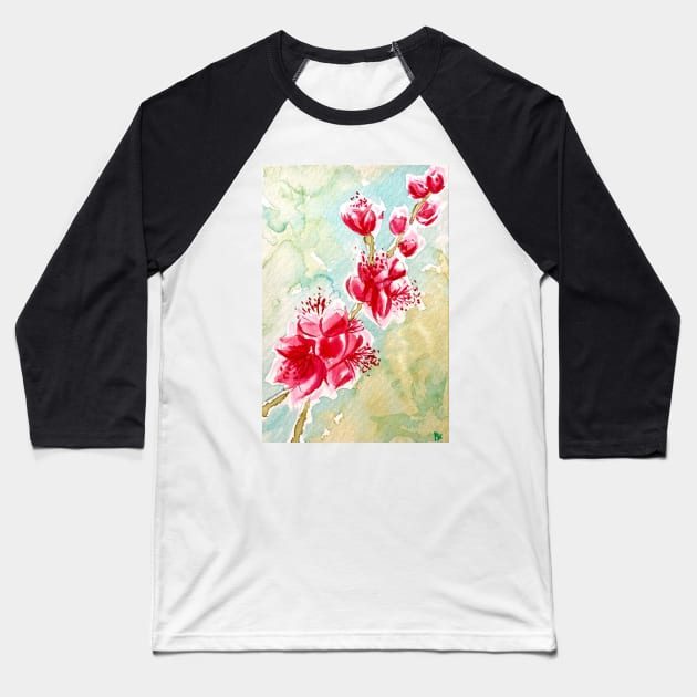 Peach Blossom Baseball T-Shirt by WaterGardens